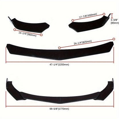 Front Bumper Lip Splitter Spoiler Kit with Strut Rods – Fits Ford Mustang 2000-2021, Dodge Challenger SRT Hellcat