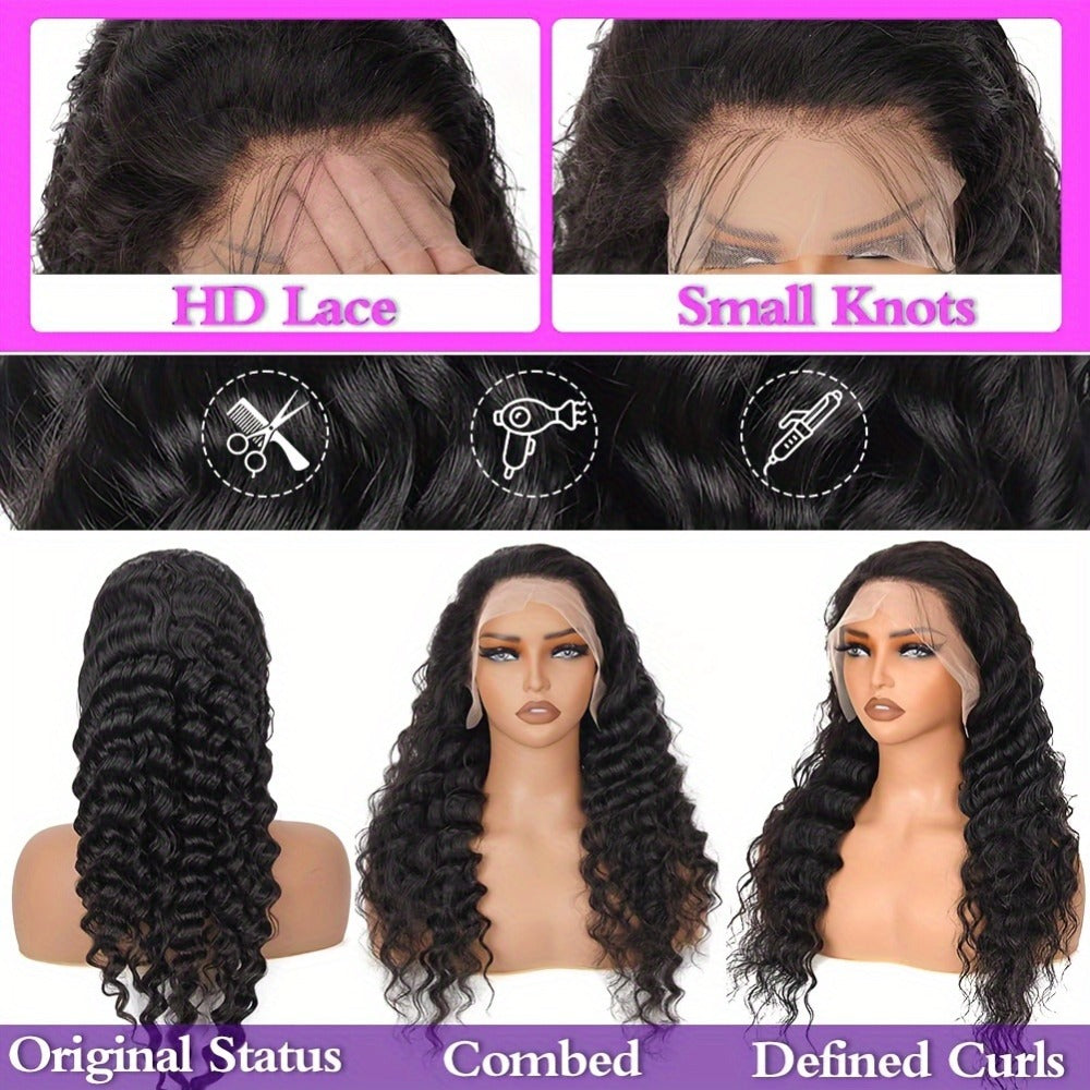 Glueless Bob Wig Human Hair 13x4 Pre Cut Lace 200% Density Wear and Go Deep Wave Body Wave Pre, for Home, Travel and Salon Hair Styling
