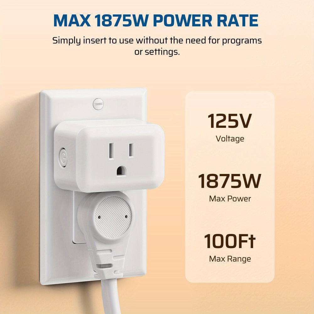 Wireless Remote Control Outlet Switch 100ft RF Range Programmable Expandable Plug-in Remote for Entryways, Bedrooms and Living Spaces