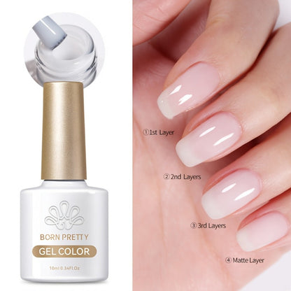 Gel Nail Polish in 10ml Translucent Jelly with 6 Milky, Snow-Glitter and Nude Shade Options