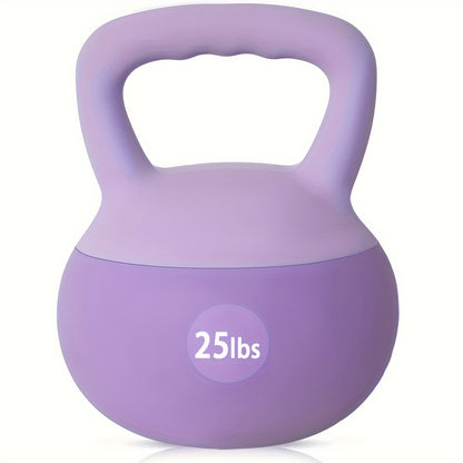 Soft PVC Kettlebell Iron Sand Filled – Wide Non-Slip Handle, 10 to 25 lbs, Safe for Home Use – Strength Training Weights for Women &