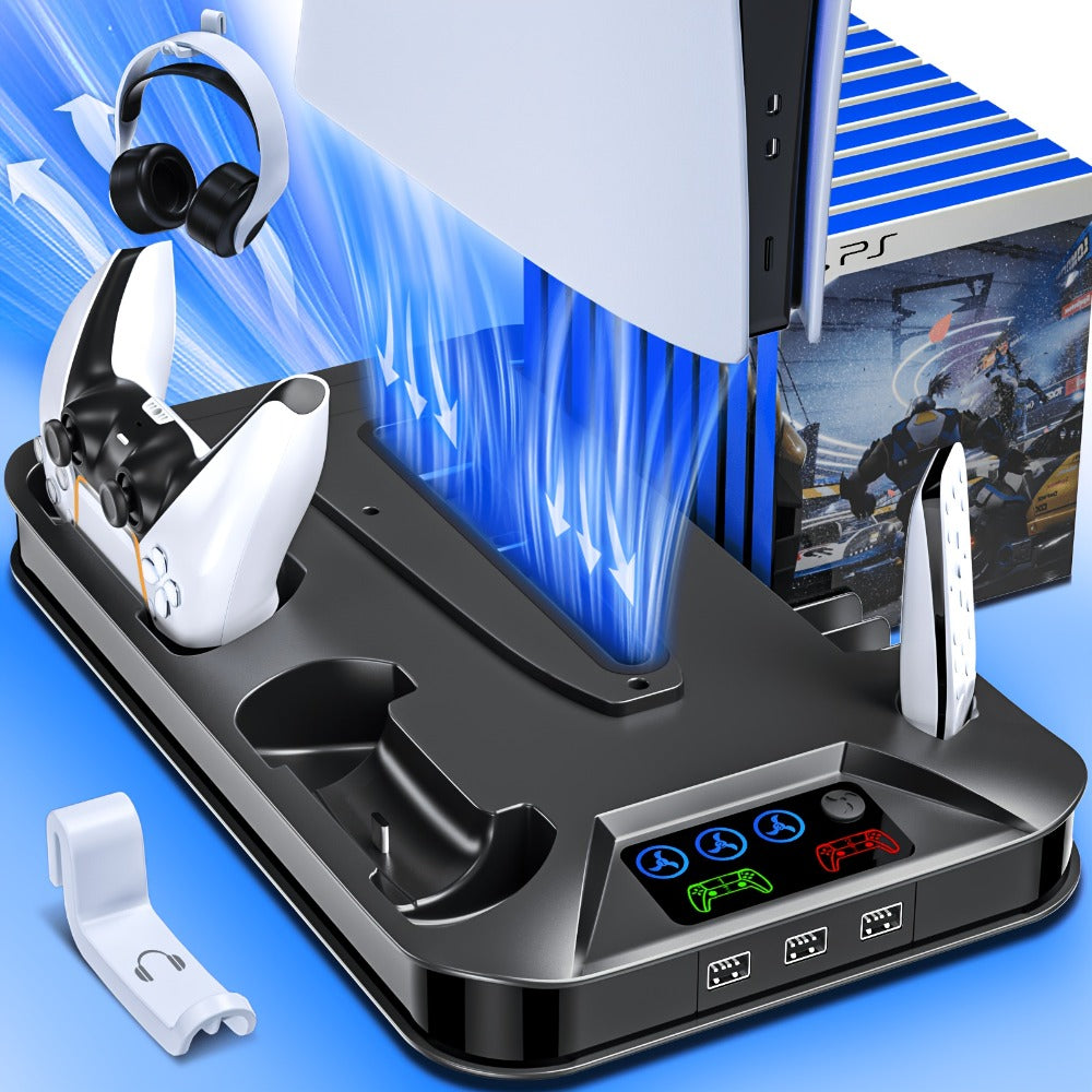 PS5 Pro Slim Cooling Station with Controller Charging Station for PS5/Slim/Pro Standard & Disc/Digital Console