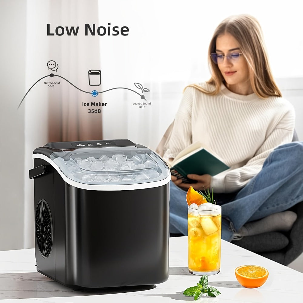 Countertop Bullet Ice Maker /24H, 9 Bullet Ice Cubes in 6 Mins, 2 Sizes for Home Cooking, Dining and Outdoor Meals