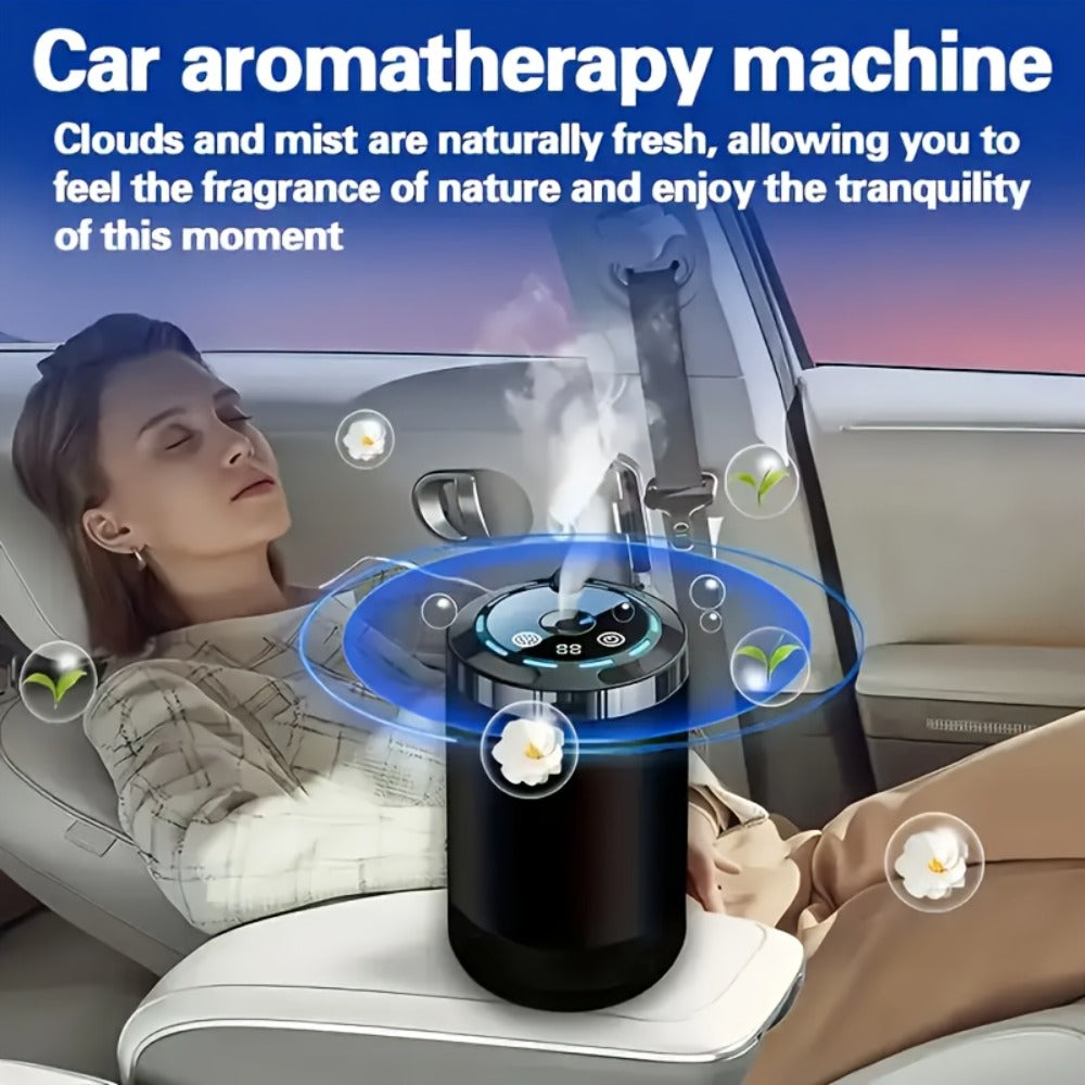 Car Aroma Diffuser – Smart In-Car Essential Oil Diffuser with Ambient RGB Light & Starlight Projection, Auto On/Off