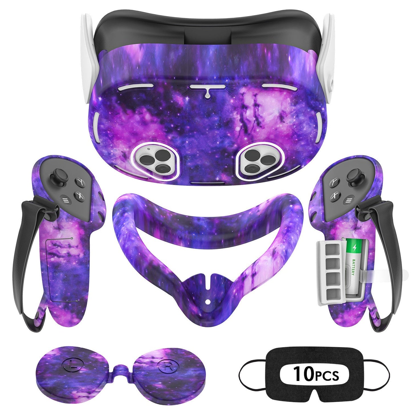 Meta Quest 3S Silicone Cover Set - VR Face Cover Shell Controller Grip Case Camera Lens Protector for an Everyday Personal Care Routine