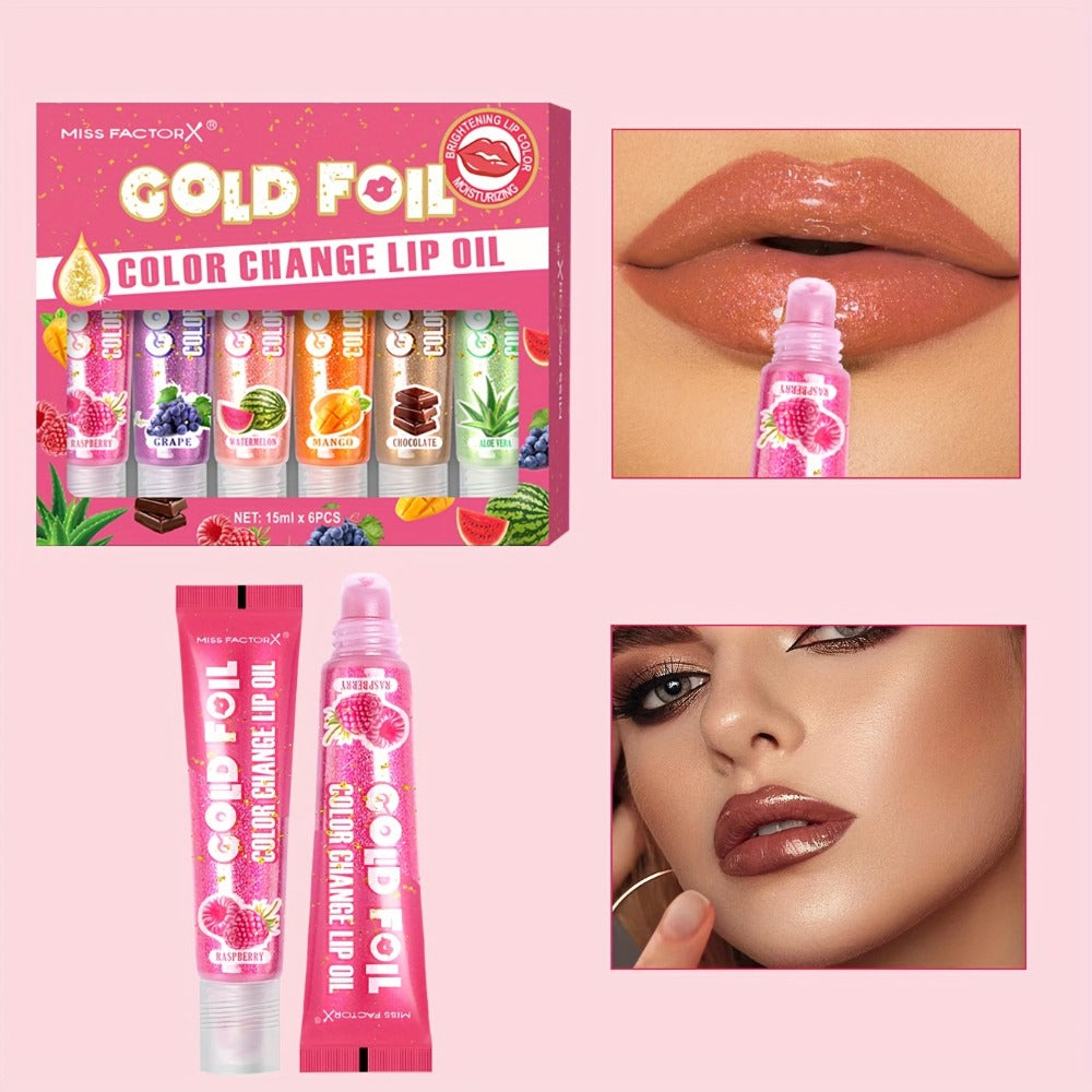 pH Color Changing Lip Balm Set 6pcs 6 Fragrances – Deep Moisturizing Brightening Glossy Tinted Lip Care, 0.51oz Each