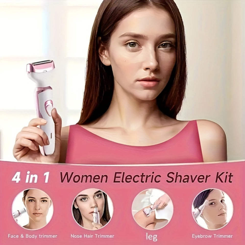 Rechargeable Facial Hair Remover Set for Women with Pink and Purple Multi Tool Options for Grooming