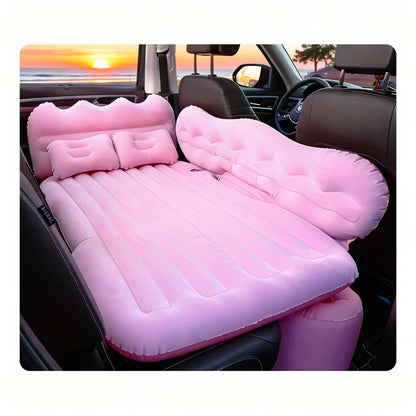 Car Inflatable Mattress for SUV Back Seat – Portable Foldable Air Bed, PVC Flocking, with Air Pump, 2 Pillows & Storage Bag (5 Colors)