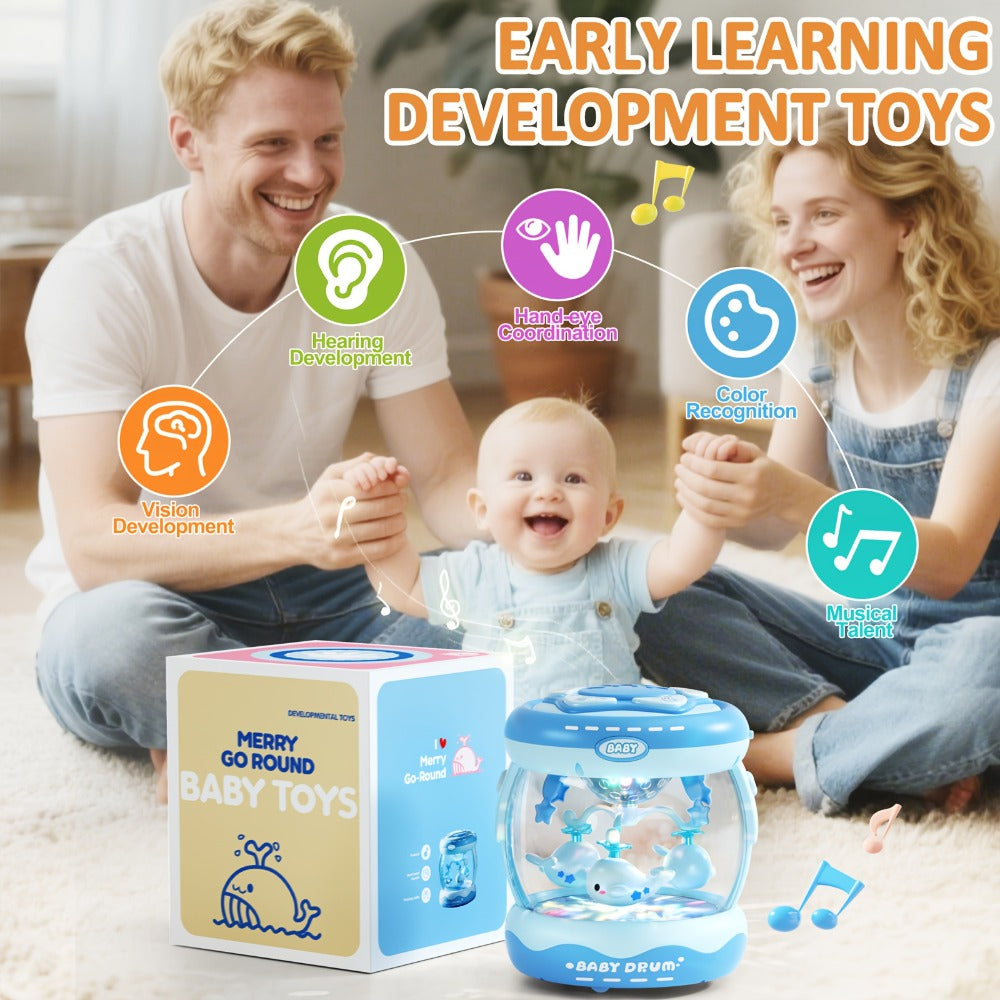 Baby Rotating Projector Music Toy 3 Months+, Interactive Animal Sounds & Lights, Multi-Functional Sensory Learning Toy for Infants