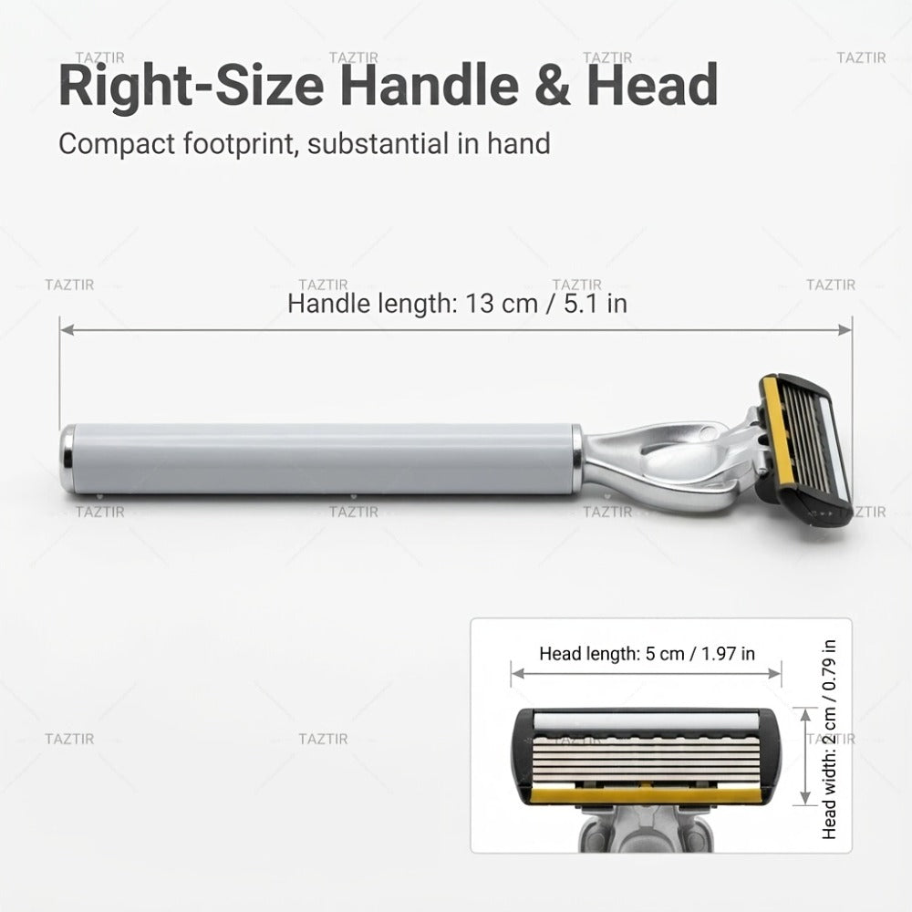 Luxury Men's Razor Set 6-Layer Blades – 2 Ergonomic Anti-Slip Handles & 72 Replaceable Blades, Precision Manual Shaving Kit
