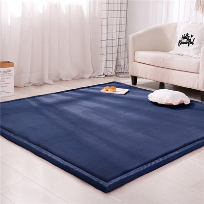 Tatami Floor Mat Thick Foam Padded Rug Coral Velvet Baby Play Mat Crawling Mat for Kids Nursery Playroom Living Room Yoga Mat Japanese Style