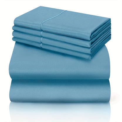 Bed Sheet Set California King 6-Piece Microfiber with 18-Inch Pocket and Sixteen Solid Color Choices