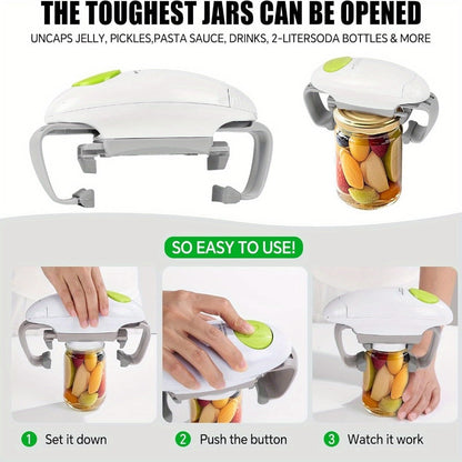 Electric Jar Opener for Elderly & Weak Hands – One-Touch Auto-Off, High Torque Battery-Powered Jar Lid Opener with Ergonomic Design
