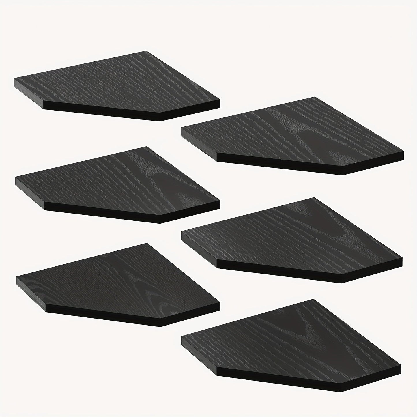 Corner Wall Shelf Set with 13.9-Inch Front Edge, Brown, Black or White Finish and 2, 4 or 6 Pieces
