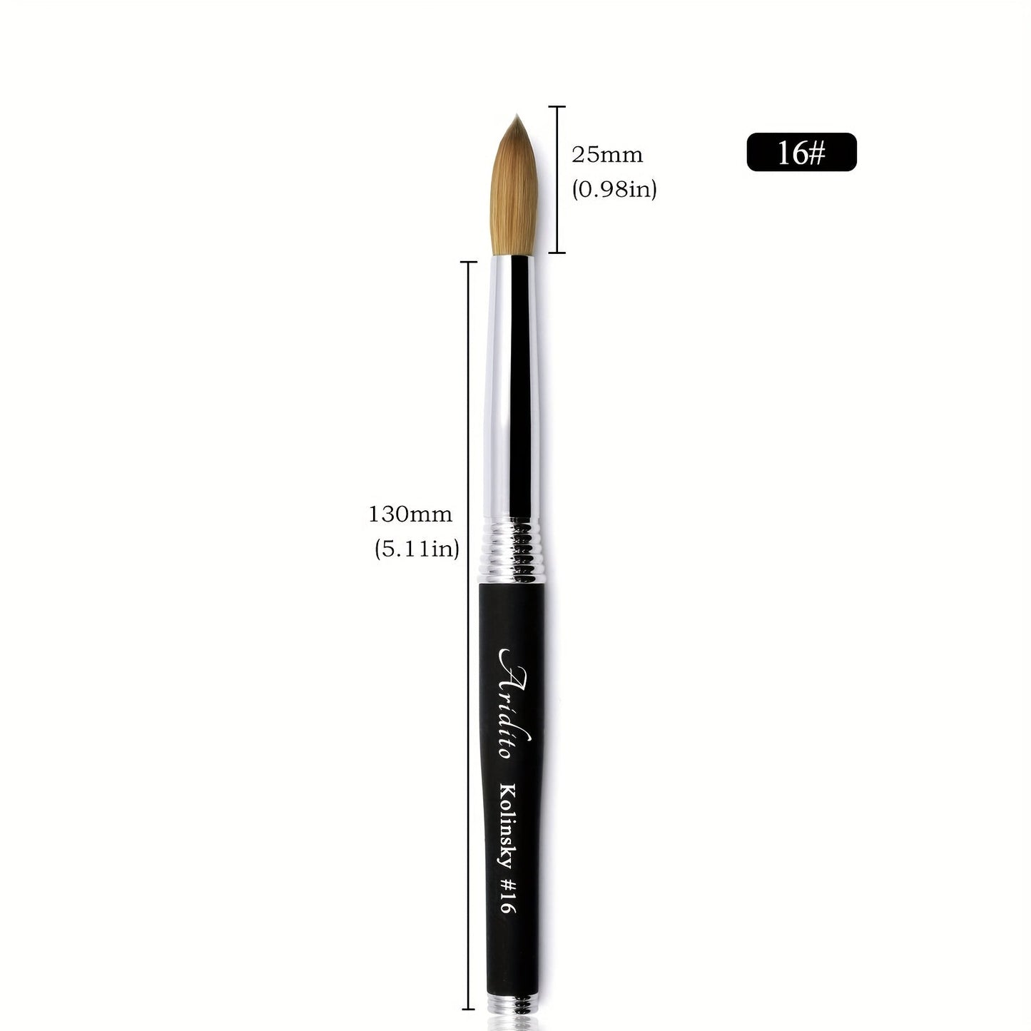 100% Pure Kolinsky Round Head Acrylic Nail Art Brush Black Metal Handle Size 12 14 16 18 – Professional Nail Extension & Acrylic Powder