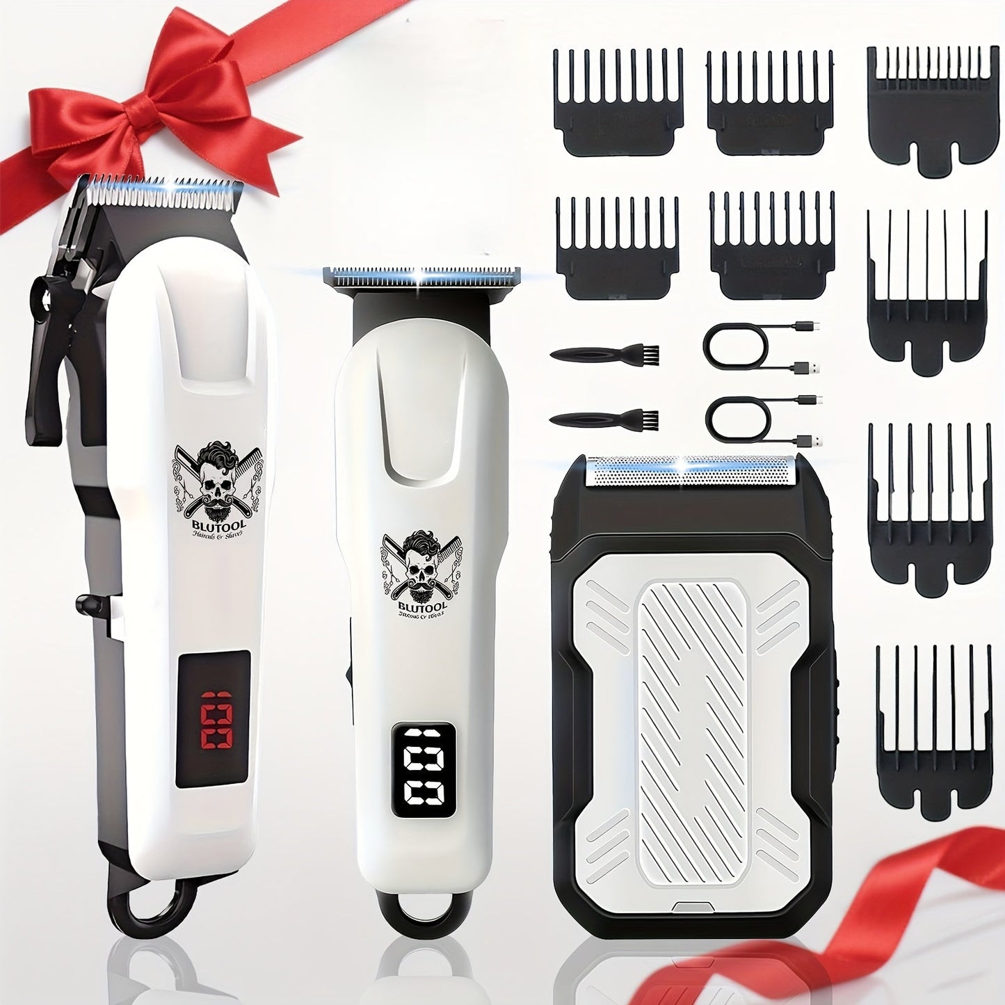 Cordless Hair Clipper Set for Men USB Rechargeable Electric Shaver with LED Display – Professional Grooming Kit 2 or 3 Piece Wireless Hair