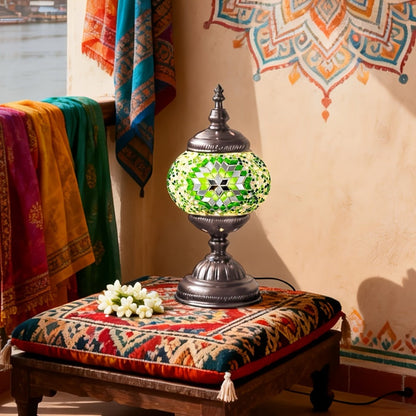 DIY Turkish Moroccan Mosaic Lamp Kit Handmade Glass Metal Brass Dimmable Bohemian Table Light for Entryways, Bedrooms and Living Spaces