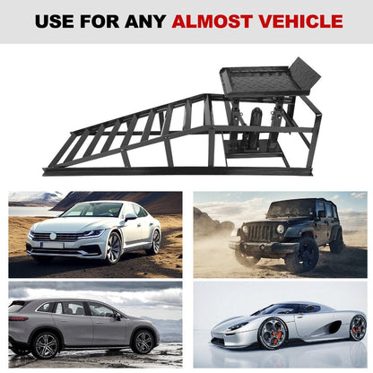 Hydraulic Vehicle Ramps 11, 000 lb 5T Low Profile Heavy Duty Lift Service Ramps for Truck Trailer Garage – Adjustable Height
