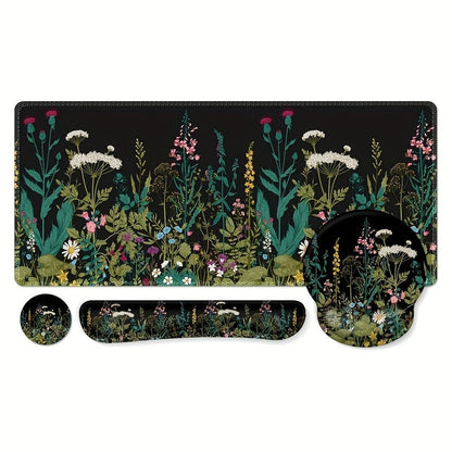 XXL Gaming Desk Mat & Mouse Pad Wrist Rest Set 4-in-1 Bundle – Keyboard Wrist Rest, Mouse Wrist Rest & Coaster