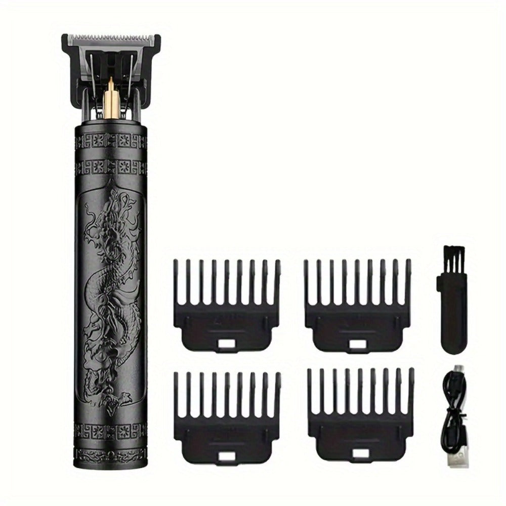 Men's Grooming Barber Haircut Set 2 & 3 Piece – Professional Hair Clipper USB Rechargeable T-Blade Trimmer Razor with 8 Limit Combs Complete