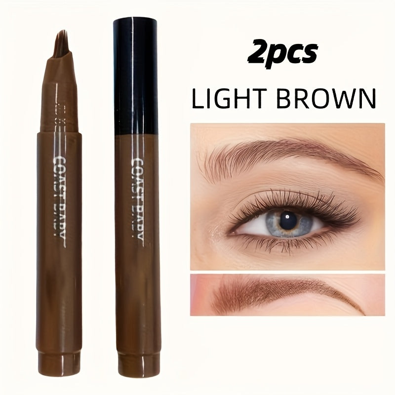 Two-Pack Multi-Fork Tip Eyebrow Pens with Capped Bodies, Approx. 11.3 cm Length and Four Color Label Options