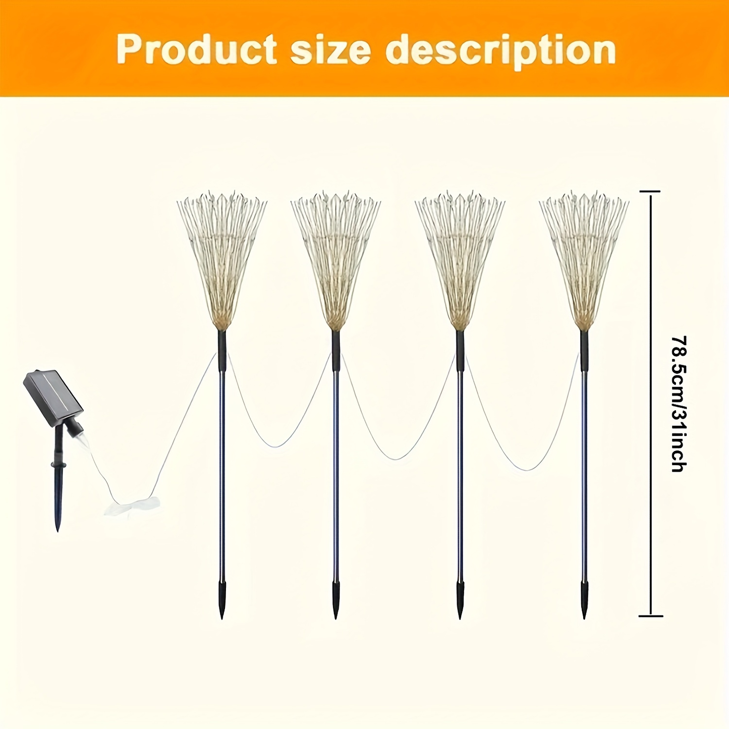 Solar Garden Lights Firework Stakes with 240/360/480 LEDs, 8 Modes, 4/8 Packs and Three Colors