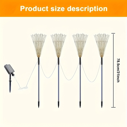 Solar Garden Lights Firework Stakes with 240/360/480 LEDs, 8 Modes, 4/8 Packs and Three Colors