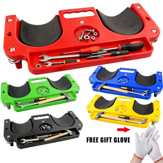 Rolling Knee Creeper Pad with Built-In Tool Tray – ABS High-Impact Frame, Cushioned Kneeling Pad for Car Repairs, Carpentry & Flooring