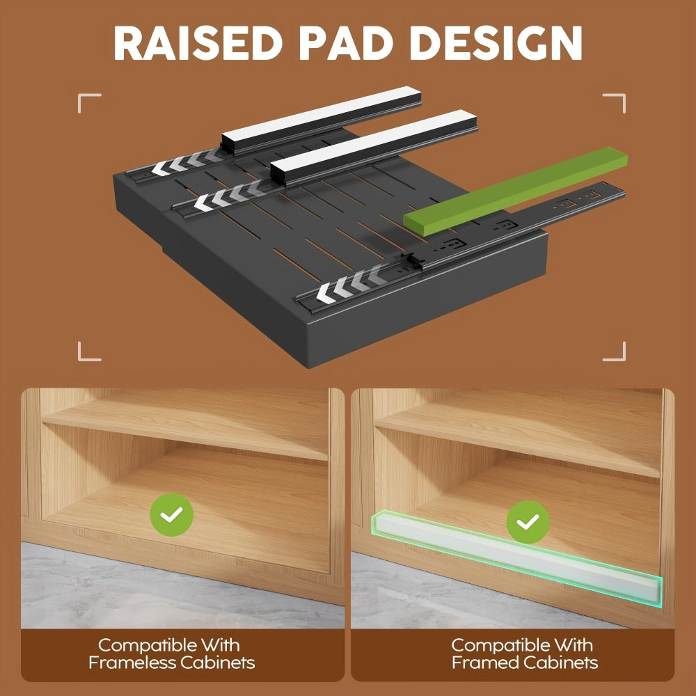 Expandable Pull-Out Cabinet Organizer with 12.6-20.5 Inch Width, Three-Track Slides and 2- or 4-Drawer Options