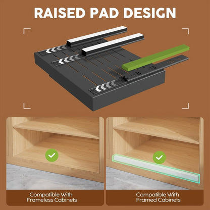Expandable Pull-Out Cabinet Organizer with 12.6-20.5 Inch Width, Three-Track Slides and 2- or 4-Drawer Options