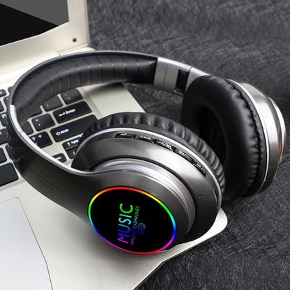 Wireless Headphones Deep Bass Foldable Built-in Mic 3.5mm Wired Stereo Sound Type-C for Bedside Audio, Alarms and Room Entertainment