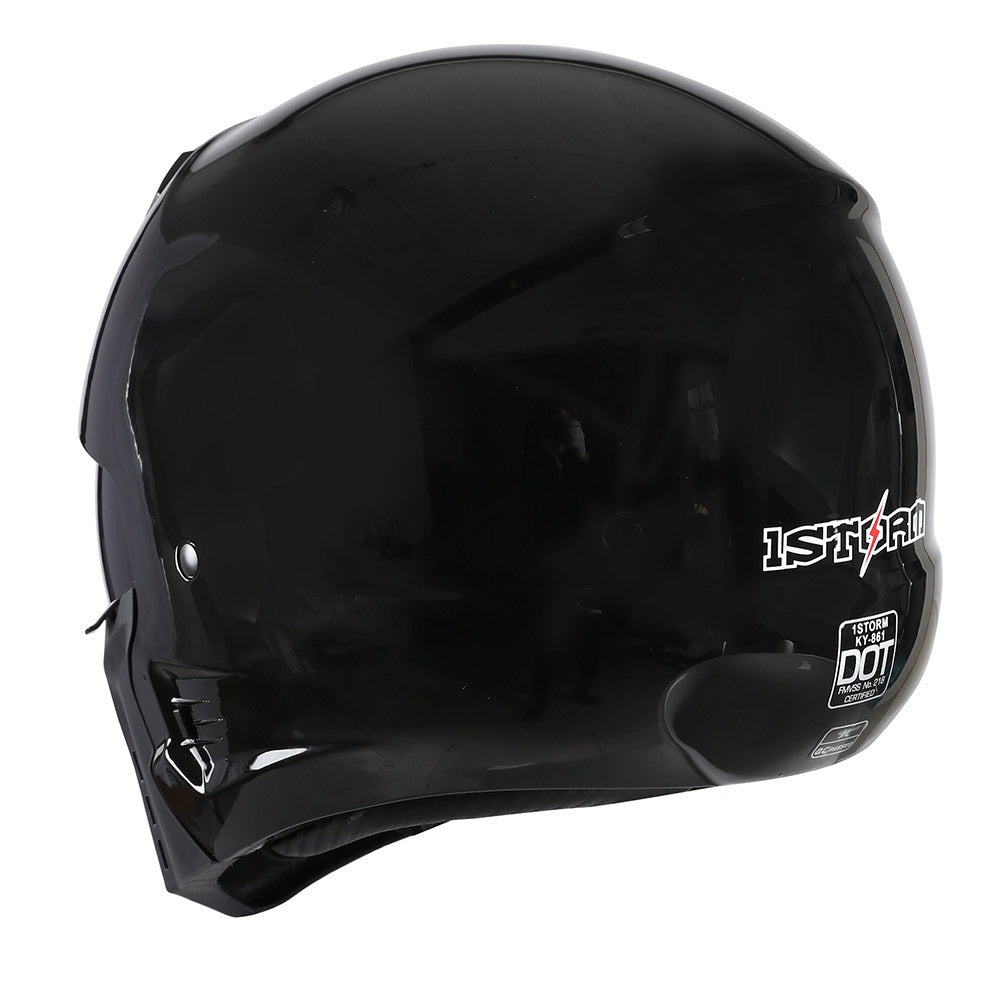 Motorcycle Helmet Convertible Full/Open-Face Shell with Detachable Mask, Smoked Shield, S-XL Sizes and Multiple Styles