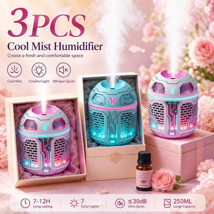 Mini Aromatherapy Humidifier Set of 3 Cool Mist Diffuser with Odor Eliminator No Filter for Entryways, Bedrooms and Living Spaces