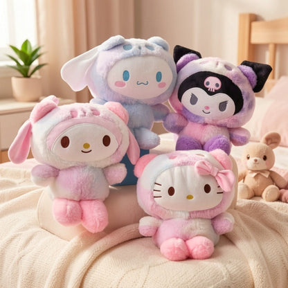 Plush Toy Character Collection with Four Styles, Soft Fabric and Desk-Ready Sitting Designs