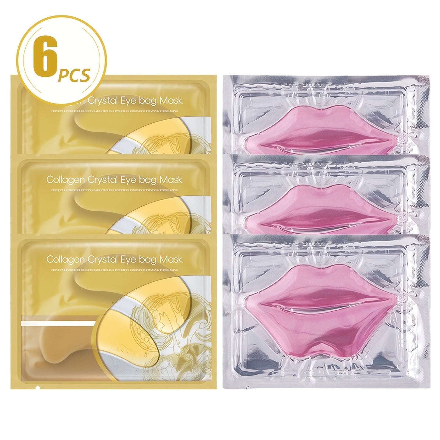 Hyaluronic Acid Eye & Lip Mask Patches, Overnight Sleeping Mask Set for Deep Moisture, Anti-Dry, Plumping & Smoothing