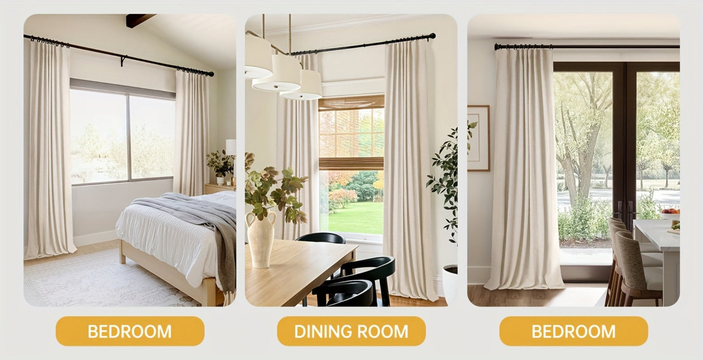 100% Blackout Curtains 4 Panels Faux Linen Textured Thermal Insulated Drapes – Room Darkening Window Curtains for Living Room Bedroom