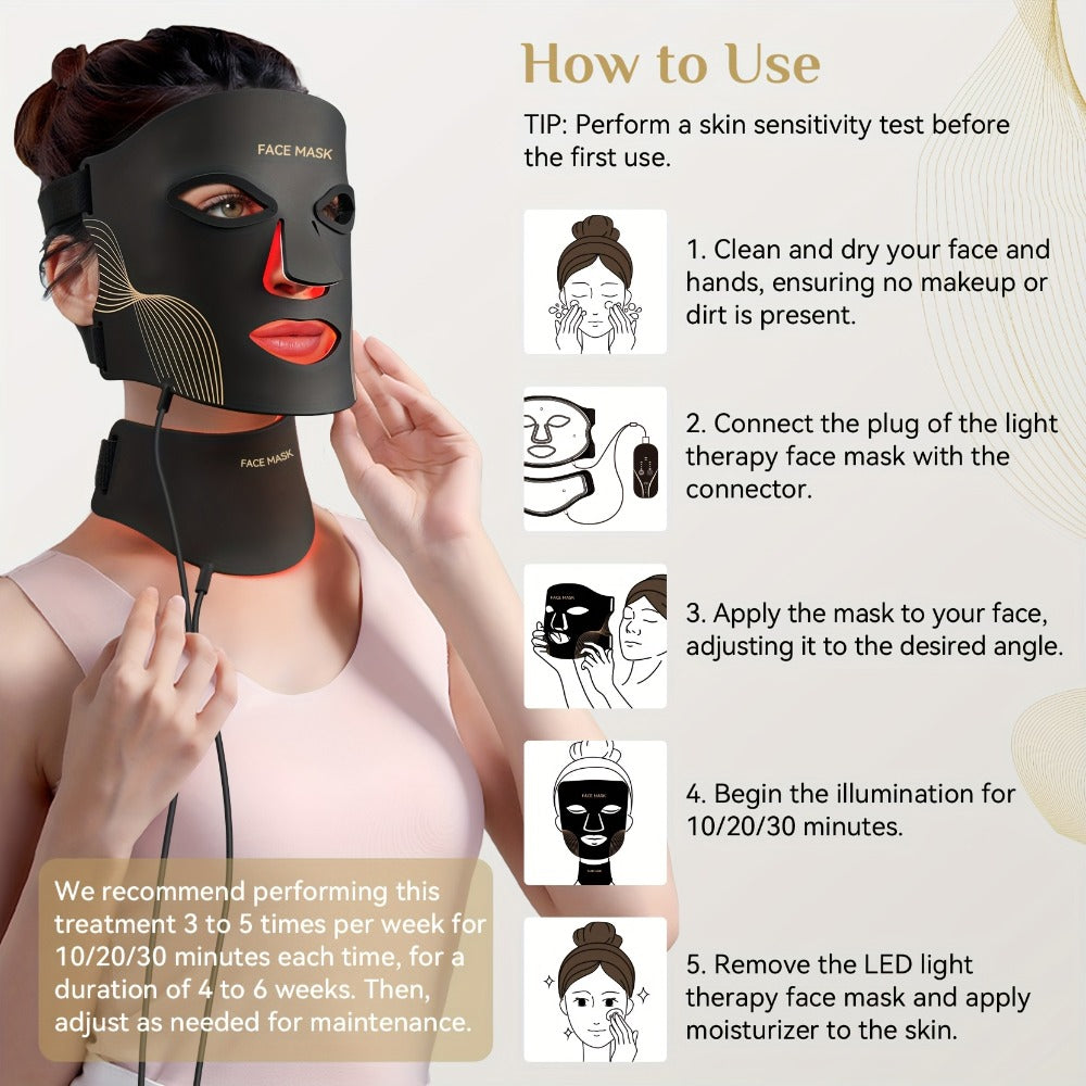 LED Light Therapy Face Mask 7 Color Red Light FDA Cleared Face and Neck Mask for Acne for Entryways, Bedrooms and Living Spaces