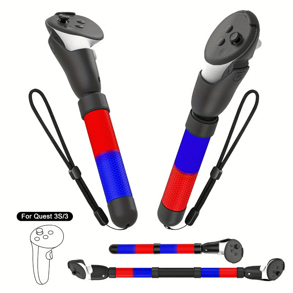 Meta Quest 3S Controller Handle Extension Grips, 3-in-1 VR Handle Attachments for Beat Saber, Golf+