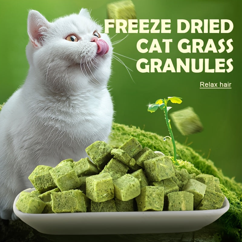 Green Cat-Grass Treat Granules in 155 g Square-Cube or 150 g Pellet Checkout Options Pictured