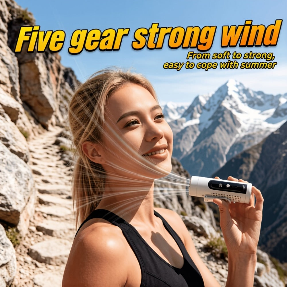 Handheld Fan with Metal Contact Plate, Five Speeds, 20, 000 RPM Label, Type-C Charging and Display