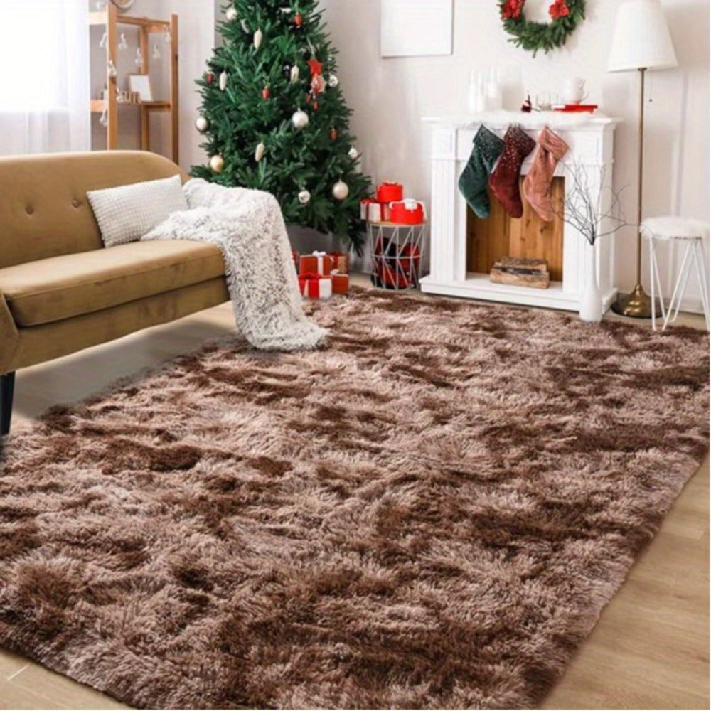 Gradient Color Soft Area Rug – Washable Anti-Slip Shaggy Fluffy Carpet for Living Room & Bedroom | Modern Machine-Made Floor Mat