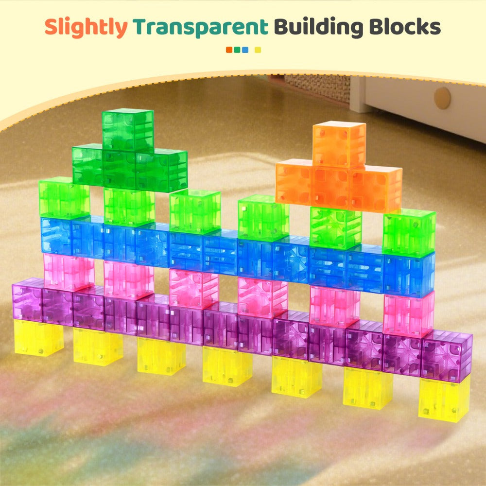 Magnetic Building Blocks 100pcs Colorful Transparent Cube Construction Set, Creative STEM Physics Learning Toy for Boys & Girls