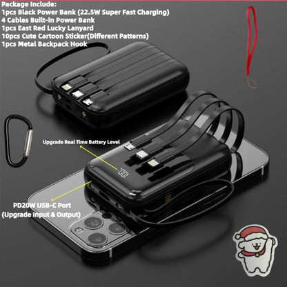 10000mAh Mini Power Bank 4 Built-In Cables Ultra-Bright LED Digital Display for an Everyday Personal Care Routine