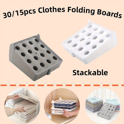 Foldable Stackable Clothes Folding Board Organizer for Shirts Pants Dresses, Plastic, Space-Saving