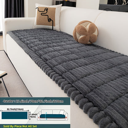 Sofa Cushion Cover Plush Velvet Washable Seat Pad Wavy Edge Soft Kapok Filling for Couch Loveseat 1 2 3 4 Seater