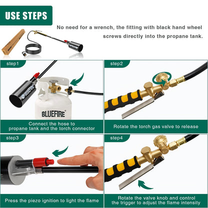 Propane Weed Torch, Flame Weeder Ice Melter Outdoor Roof Driveway for Garden, Patio and Yard Use