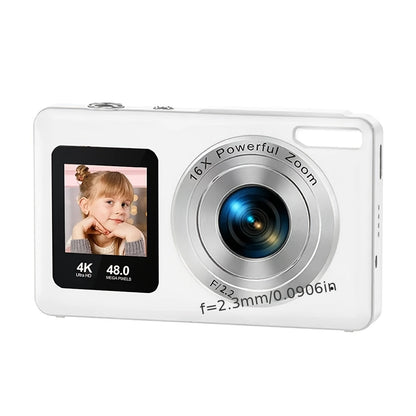 4K Dual Screen Digital Camera 18X Zoom Vlogging Camera with Anti-Shake 64GB Card & 2 Batteries