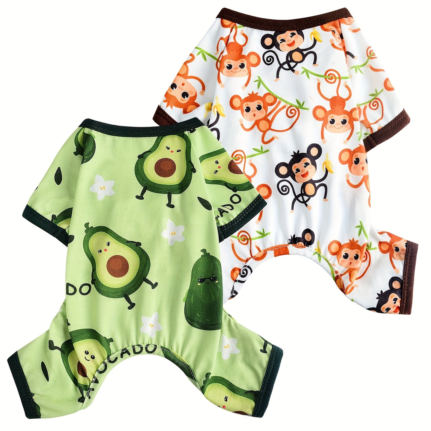 Dog Jumpsuit 2-Pack – Soft Knit Pet Pajamas for Small Dogs & Cats, Machine Washable Pullover Onesie Sleepwear for Chihuahua Yorkie Toy