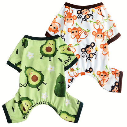 Dog Jumpsuit 2-Pack – Soft Knit Pet Pajamas for Small Dogs & Cats, Machine Washable Pullover Onesie Sleepwear for Chihuahua Yorkie Toy