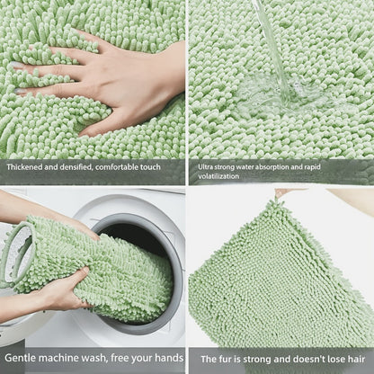 Oval Chenille-Style Bath Mat with Five Color Designs and 40 × 60 to 63 × 95 cm Size Options
